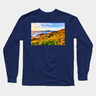 Godrevy Lighthouse Sunset Cornwall Long Sleeve T-Shirt